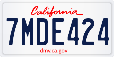 CA license plate 7MDE424