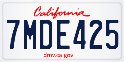 CA license plate 7MDE425