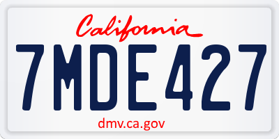 CA license plate 7MDE427