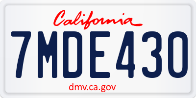 CA license plate 7MDE430