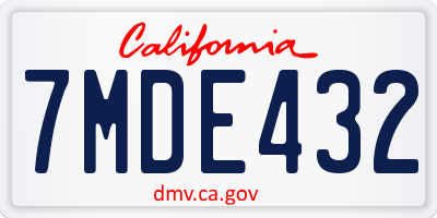 CA license plate 7MDE432