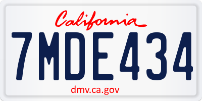 CA license plate 7MDE434