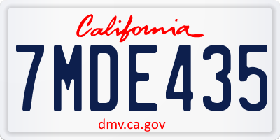 CA license plate 7MDE435