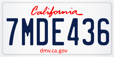 CA license plate 7MDE436