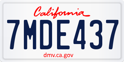 CA license plate 7MDE437