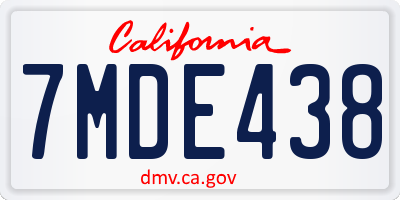 CA license plate 7MDE438