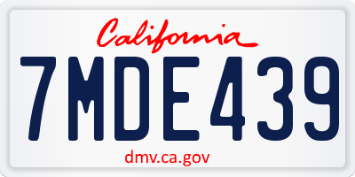 CA license plate 7MDE439