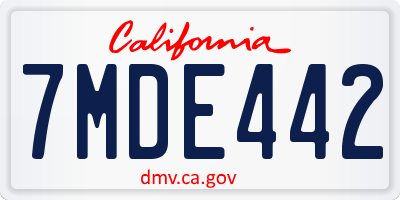 CA license plate 7MDE442