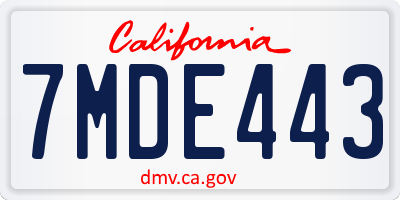 CA license plate 7MDE443