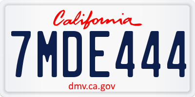 CA license plate 7MDE444