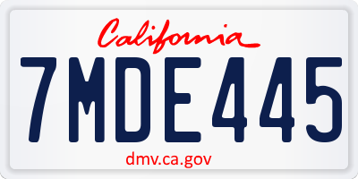 CA license plate 7MDE445