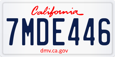 CA license plate 7MDE446