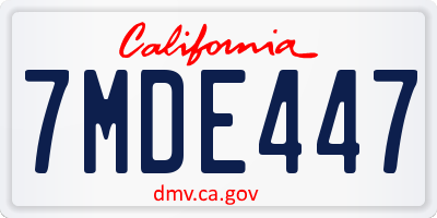 CA license plate 7MDE447