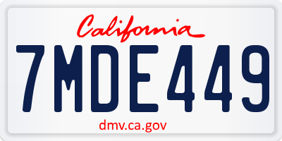 CA license plate 7MDE449