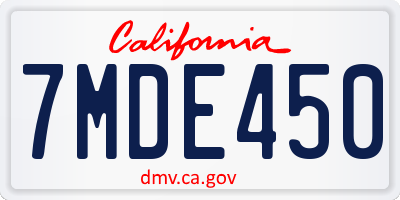 CA license plate 7MDE450