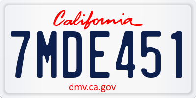 CA license plate 7MDE451