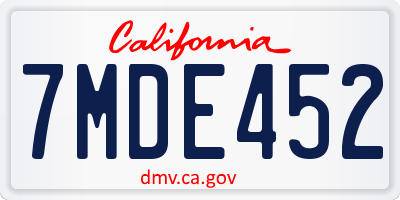 CA license plate 7MDE452