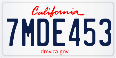 CA license plate 7MDE453