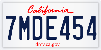 CA license plate 7MDE454