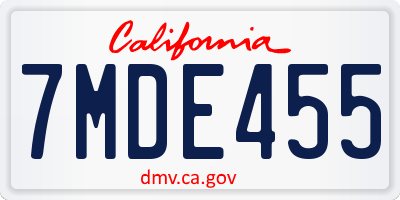 CA license plate 7MDE455