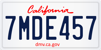 CA license plate 7MDE457