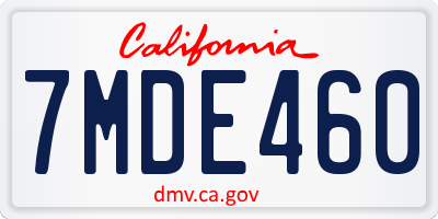 CA license plate 7MDE460