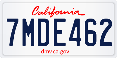 CA license plate 7MDE462