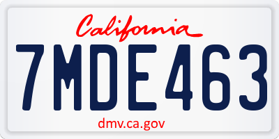 CA license plate 7MDE463