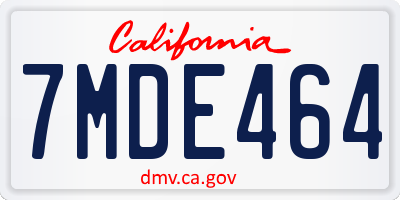 CA license plate 7MDE464