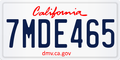 CA license plate 7MDE465