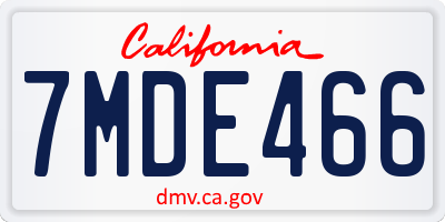 CA license plate 7MDE466