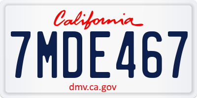 CA license plate 7MDE467