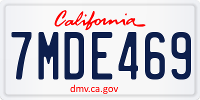 CA license plate 7MDE469