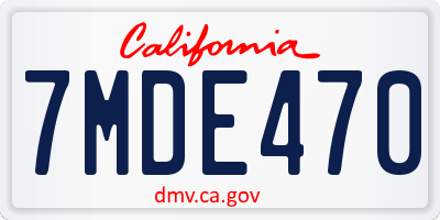 CA license plate 7MDE470