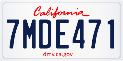 CA license plate 7MDE471