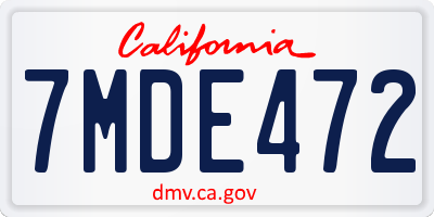 CA license plate 7MDE472