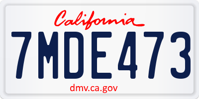 CA license plate 7MDE473