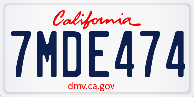 CA license plate 7MDE474