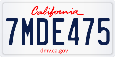 CA license plate 7MDE475