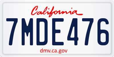 CA license plate 7MDE476