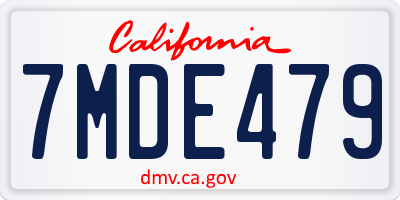 CA license plate 7MDE479