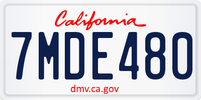 CA license plate 7MDE480