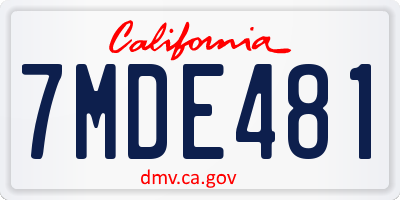 CA license plate 7MDE481