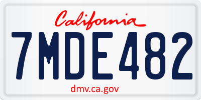 CA license plate 7MDE482