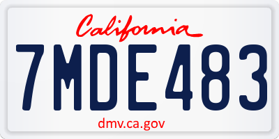 CA license plate 7MDE483