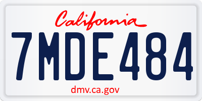 CA license plate 7MDE484