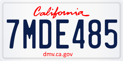 CA license plate 7MDE485