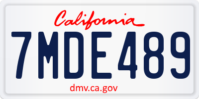 CA license plate 7MDE489