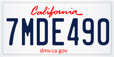 CA license plate 7MDE490