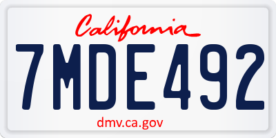 CA license plate 7MDE492